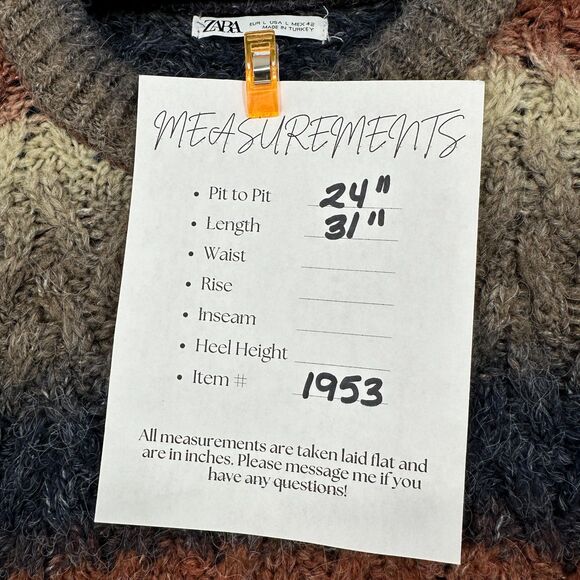 Zara Womens Cable Knit Sweater Size L Multicolor Stripes Soft Cozy Fisherman - Picture 2 of 9